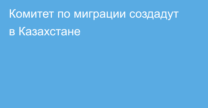 Комитет по миграции создадут в Казахстане