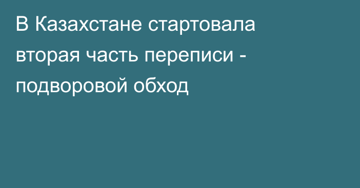 В Казахстане стартовала вторая часть переписи - подворовой обход