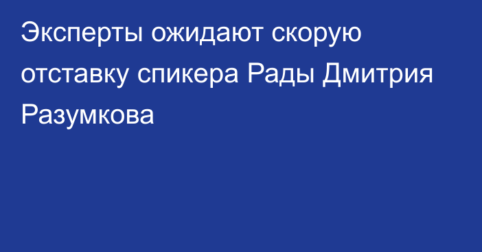 Эксперты ожидают скорую отставку спикера Рады Дмитрия Разумкова