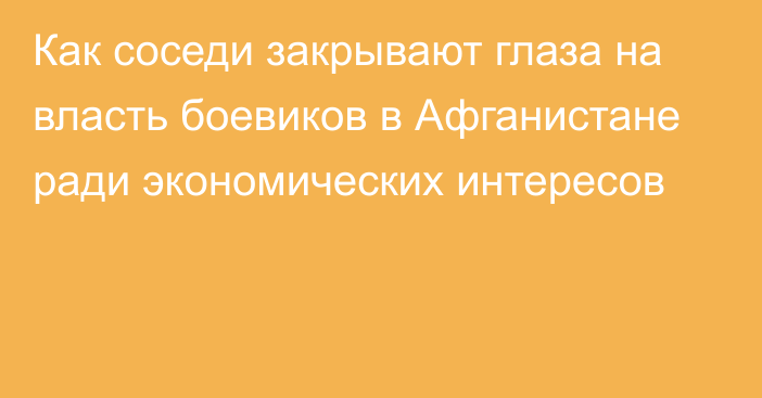 Как соседи закрывают глаза на власть боевиков в Афганистане ради экономических интересов    