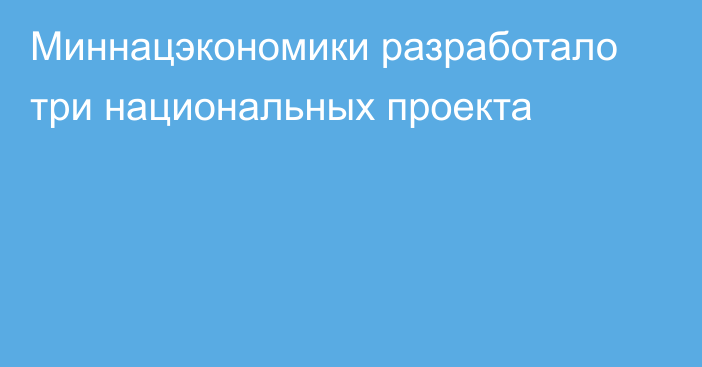 Миннацэкономики разработало три национальных проекта