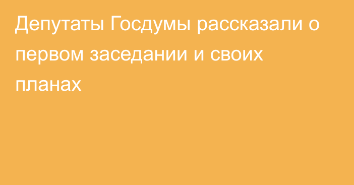 Депутаты Госдумы рассказали о первом заседании и своих планах