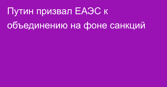 Путин призвал ЕАЭС к объединению на фоне санкций