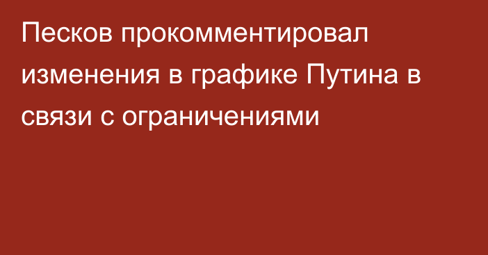 Песков прокомментировал изменения в графике Путина в связи с ограничениями