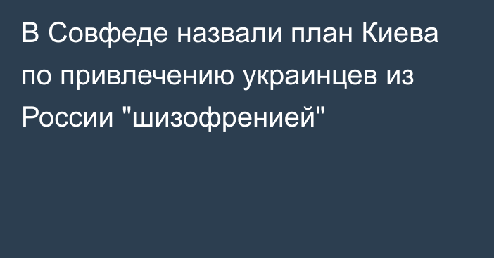 В Совфеде назвали план Киева по привлечению украинцев из России 