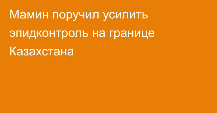 Мамин поручил усилить эпидконтроль на границе Казахстана