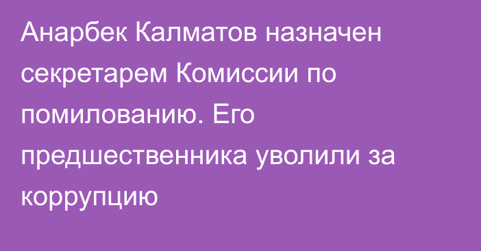 Анарбек Калматов назначен секретарем Комиссии по помилованию. Его предшественника уволили за коррупцию