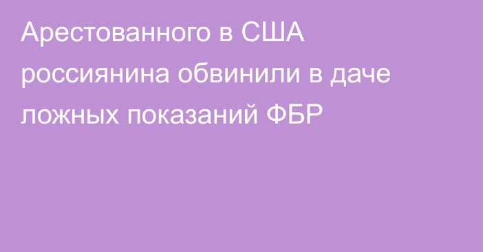 Арестованного в США россиянина обвинили в даче ложных показаний ФБР