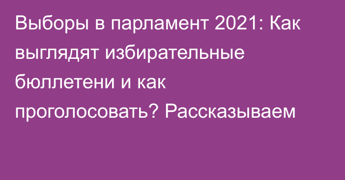 Выборы в парламент 2021: Как выглядят избирательные бюллетени и как проголосовать? Рассказываем