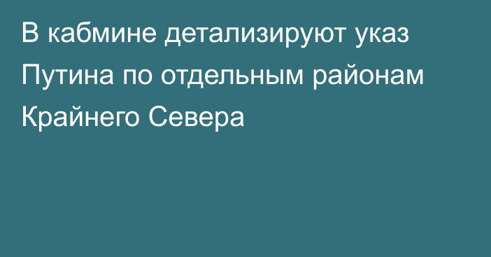 В кабмине детализируют указ Путина по отдельным районам Крайнего Севера