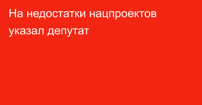 На недостатки нацпроектов указал депутат