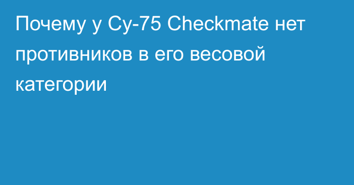 Почему у Cу-75 Checkmate нет противников в его весовой категории