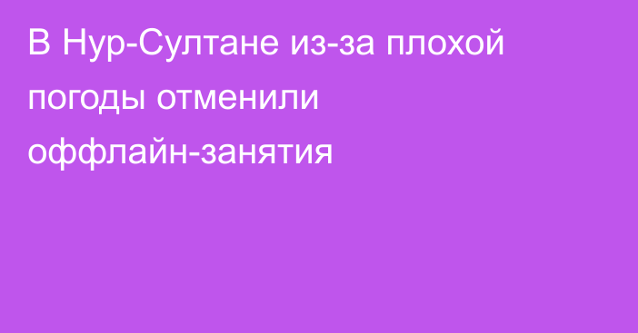 В Нур-Султане из-за плохой погоды отменили оффлайн-занятия