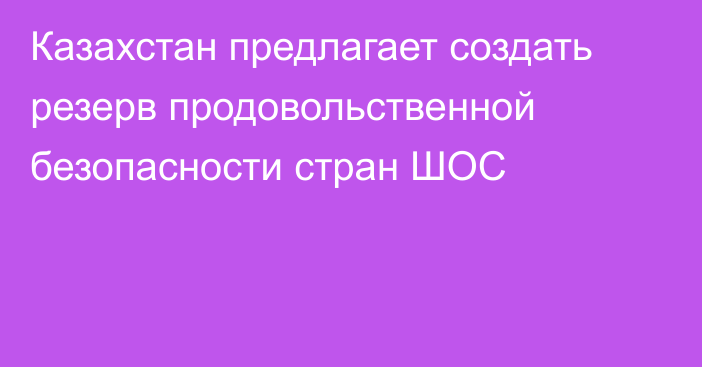 Казахстан предлагает создать резерв продовольственной безопасности стран ШОС