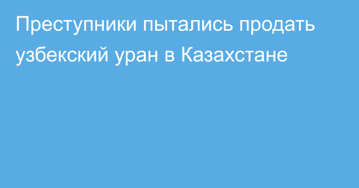 Преступники пытались продать узбекский уран в Казахстане