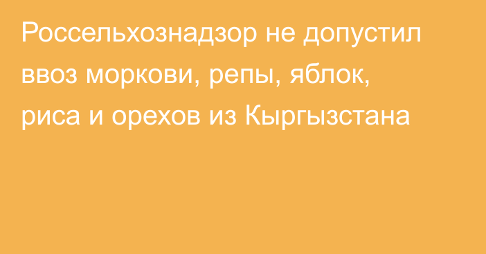 Россельхознадзор не допустил ввоз моркови, репы, яблок, риса и орехов из Кыргызстана