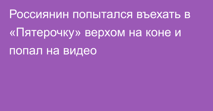 Россиянин попытался въехать в «Пятерочку» верхом на коне и попал на видео