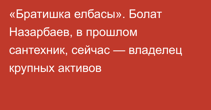 «Братишка елбасы». Болат Назарбаев, в прошлом сантехник, сейчас — владелец крупных активов