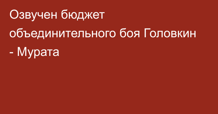 Озвучен бюджет объединительного боя Головкин - Мурата