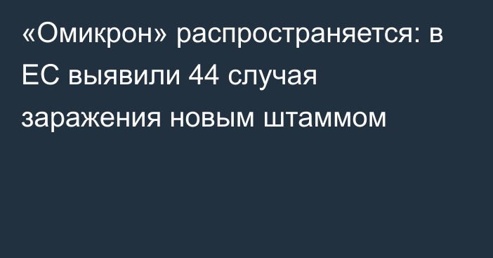 «Омикрон» распространяется: в ЕС выявили 44 случая заражения новым штаммом