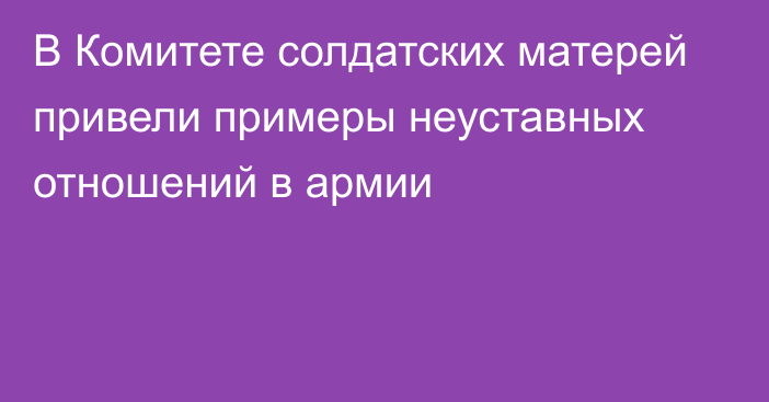 В Комитете солдатских матерей привели примеры неуставных отношений в армии