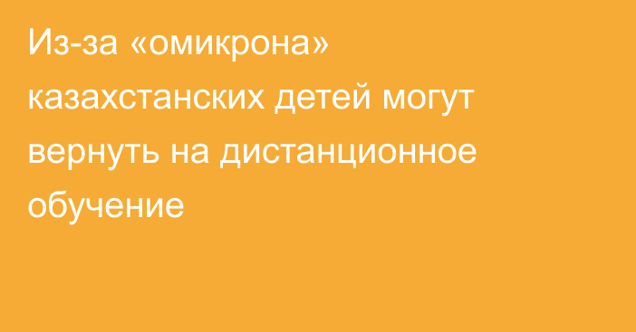 Из-за «омикрона» казахстанских детей могут вернуть на дистанционное обучение