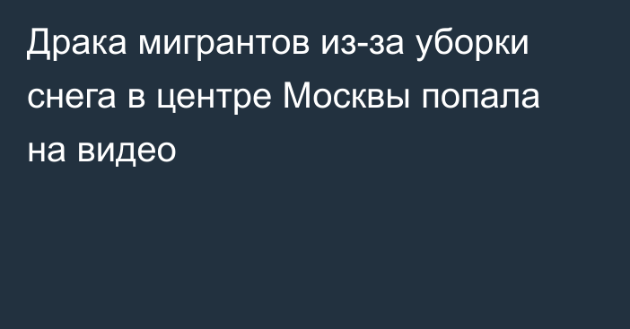 Драка мигрантов из-за уборки снега в центре Москвы попала на видео