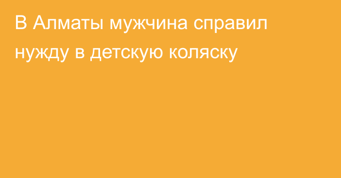 В Алматы мужчина справил нужду в детскую коляску