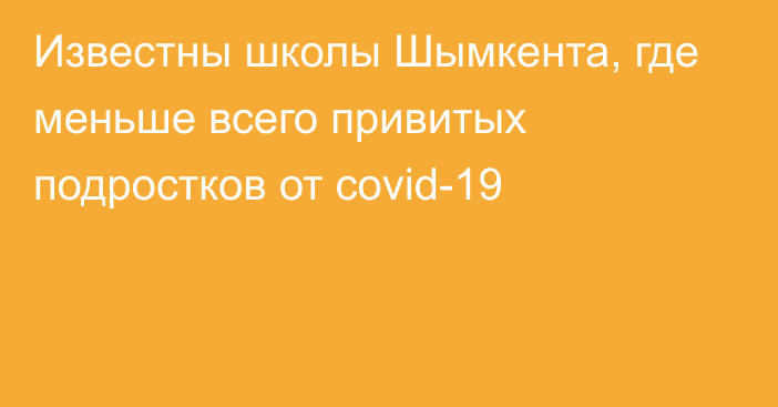 Известны школы Шымкента, где меньше всего привитых подростков от covid-19