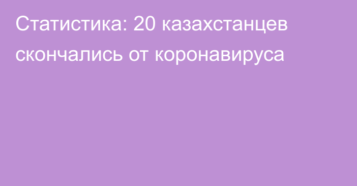 Статистика: 20 казахстанцев скончались от коронавируса