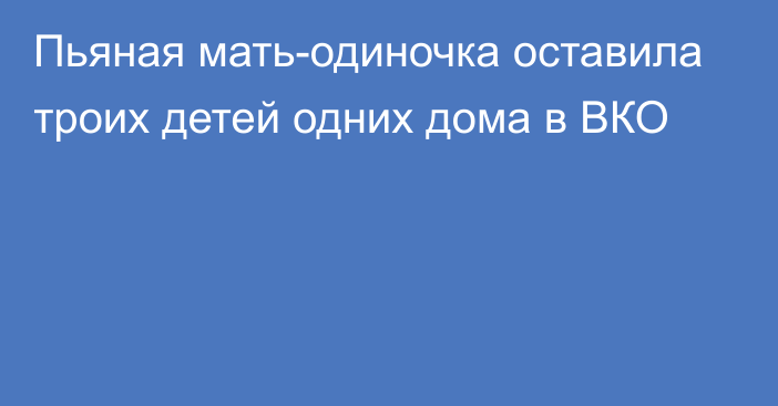 Пьяная мать-одиночка оставила троих детей одних дома в ВКО