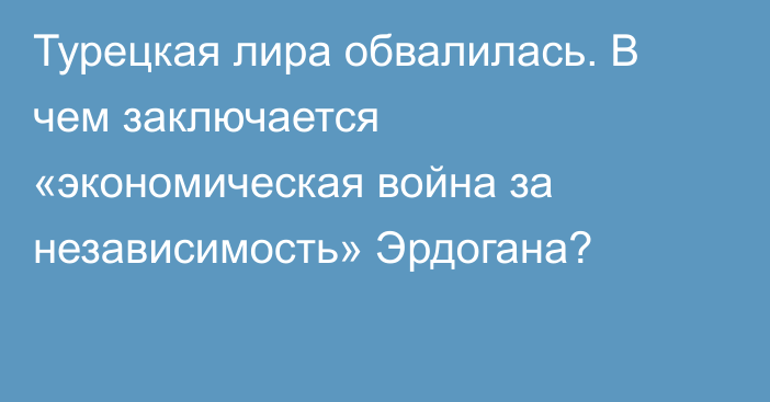 Турецкая лира обвалилась. В чем заключается «экономическая война за независимость» Эрдогана?