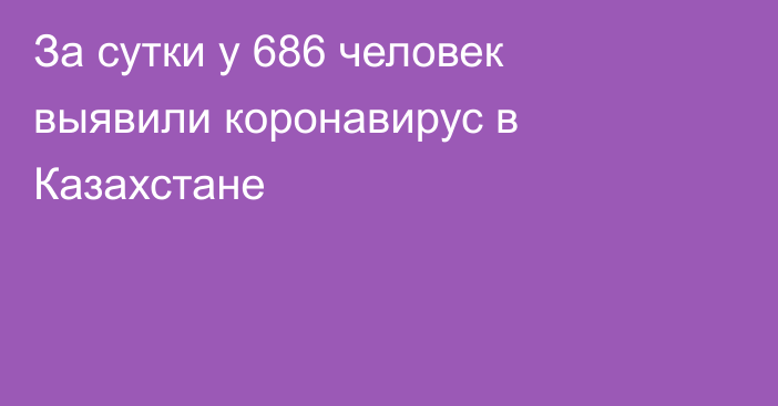 За сутки у 686 человек выявили коронавирус в Казахстане