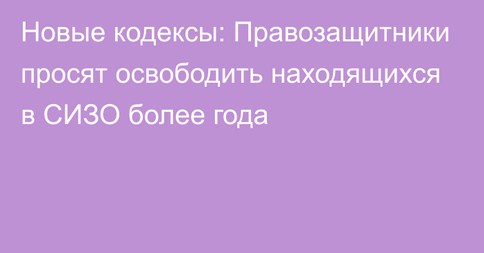 Новые кодексы: Правозащитники просят освободить находящихся в СИЗО более года