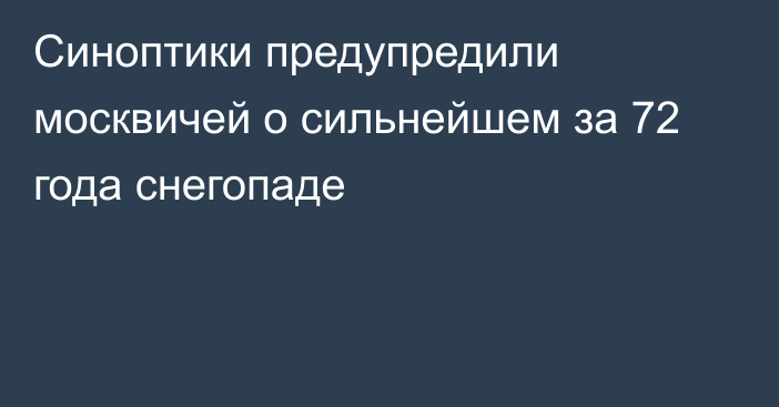 Синоптики предупредили москвичей о сильнейшем за 72 года снегопаде