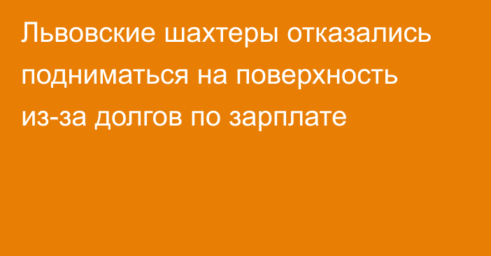 Львовские шахтеры отказались подниматься на поверхность из-за долгов по зарплате