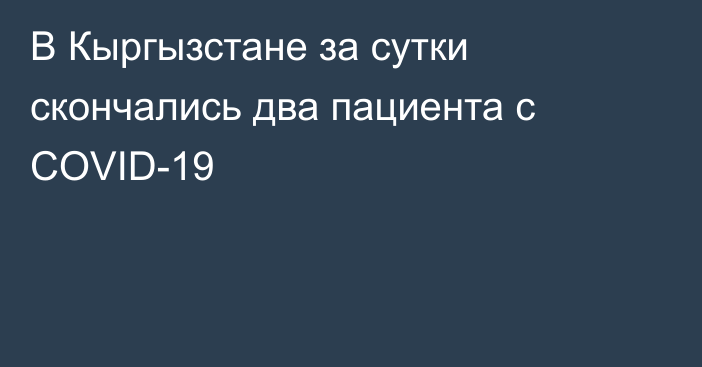 В Кыргызстане за сутки скончались два пациента с COVID-19