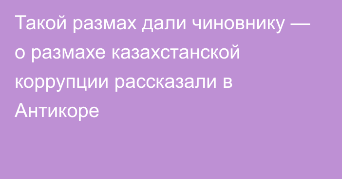 Такой размах дали чиновнику — о размахе казахстанской коррупции рассказали в Антикоре