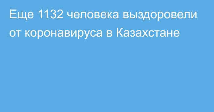 Еще 1132 человека выздоровели от коронавируса в Казахстане