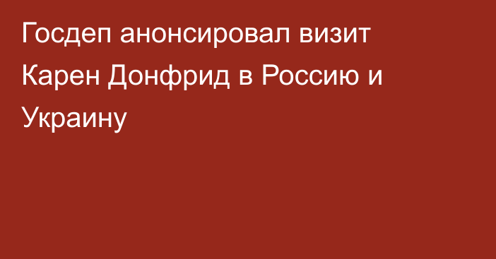 Госдеп анонсировал визит Карен Донфрид в Россию и Украину