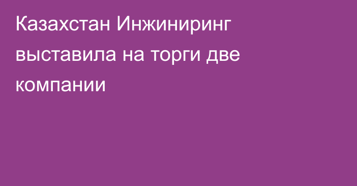 Казахстан Инжиниринг выставила на торги две компании