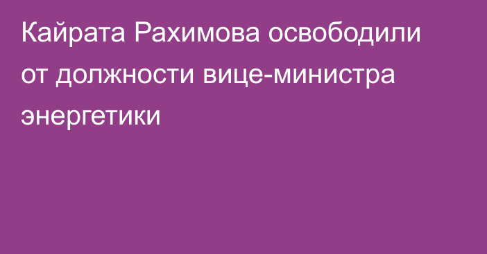 Кайрата Рахимова освободили от должности вице-министра энергетики