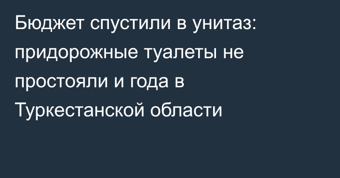 Бюджет спустили в унитаз: придорожные туалеты не простояли и года в Туркестанской области