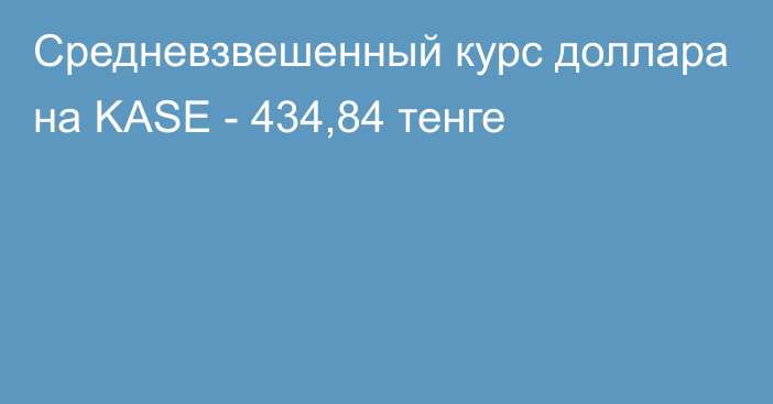 Средневзвешенный курс доллара на KASE - 434,84 тенге