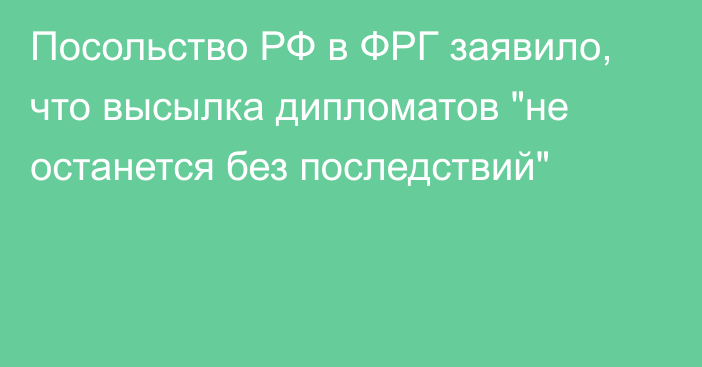 Посольство РФ в ФРГ заявило, что высылка дипломатов 