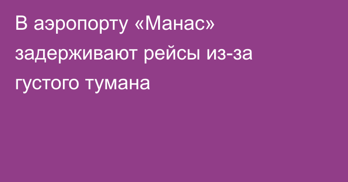 В аэропорту «Манас» задерживают рейсы из-за густого тумана