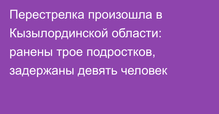 Перестрелка произошла в Кызылординской области: ранены трое подростков, задержаны девять человек