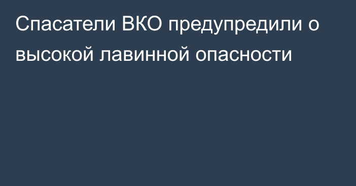 Спасатели ВКО предупредили о высокой лавинной опасности