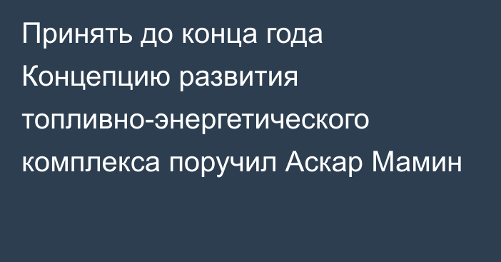 Принять до конца года Концепцию развития топливно-энергетического комплекса поручил Аскар Мамин