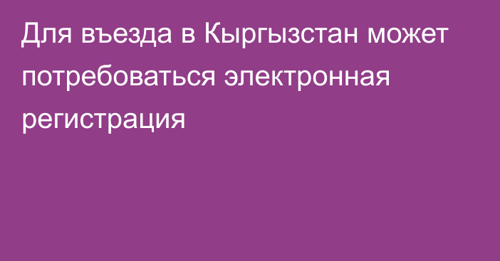 Для въезда в Кыргызстан может потребоваться электронная регистрация